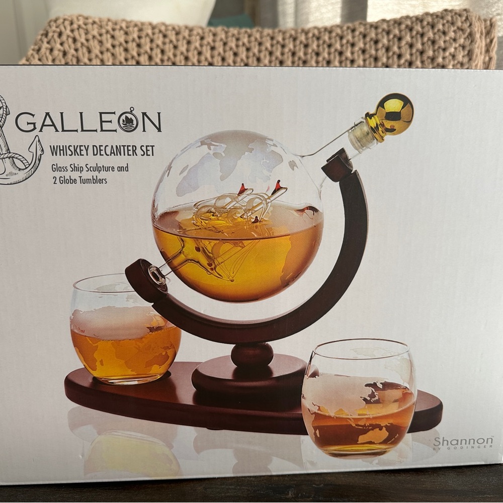 Glass Ship Whiskey Decanter Set with Tumblers